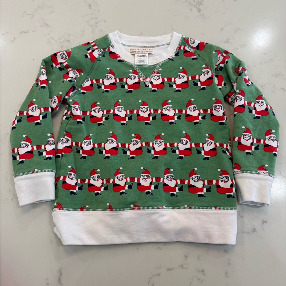 TBBC 3T Kids Green Santa Print Sweatshirt